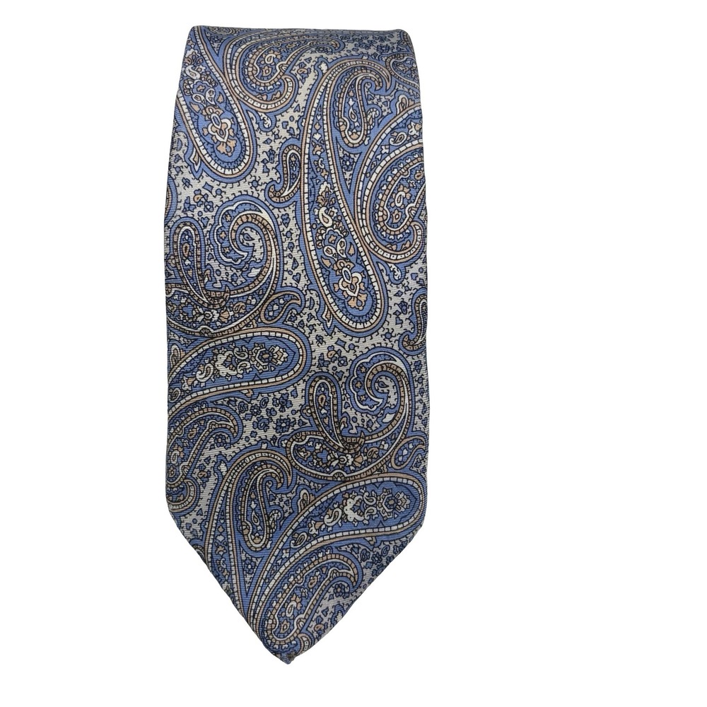 Vintage Christian Dior Silk Tie Blue Paisley Made in USA Luxury Designer READ‎